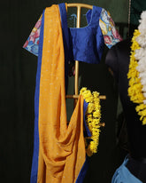 Blue Pen Kalamkari Silk Lehenga Set